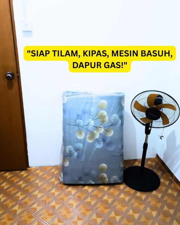 Bilik sewa tuaran lengkap tilam dan kipas